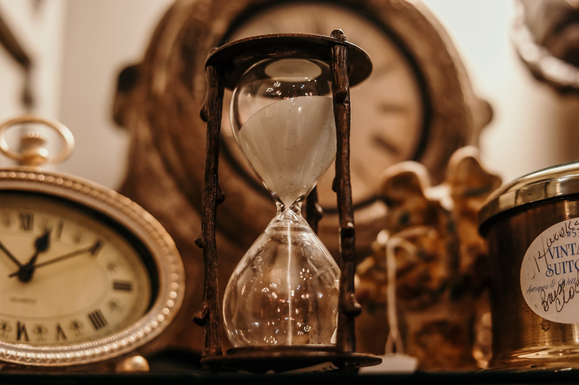 shallow focus of clear hourglass. Make time for mental health